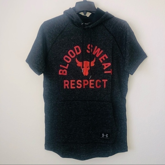 NWT Under Armour Men's Project Rock Respect Short Sleeve Hoodie Sweater size S - Picture 3 of 11